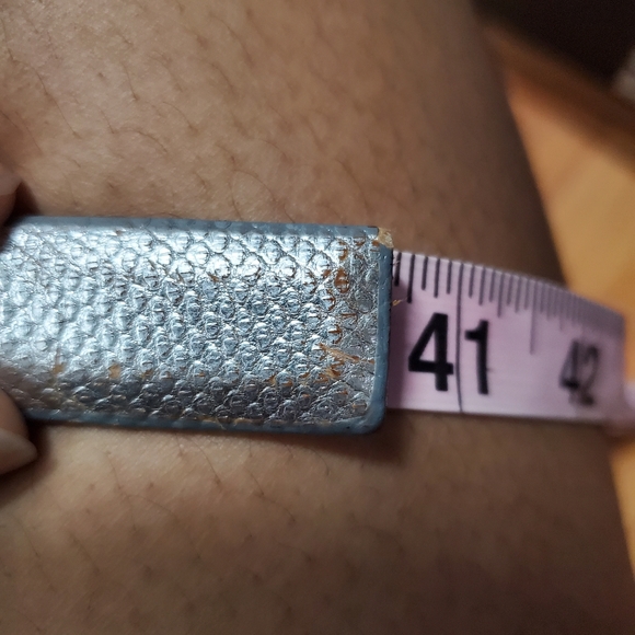 Silver Faux Snake Skin Skinny Belt Boho Western - Picture 5 of 5